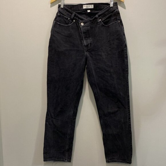 Abercrombie Dad Jean in black with criss crossed waist Size 28 - Picture 1 of 11